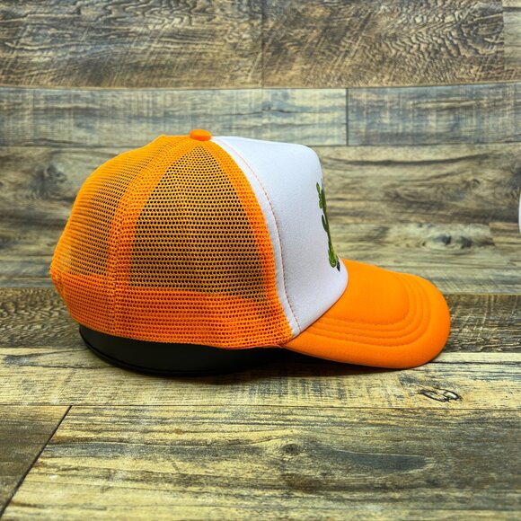 MTV Cactus Logo Mens Trucker Hat Orange Snapback Retro 90s Music TV Baseball Cap - Picture 4 of 7